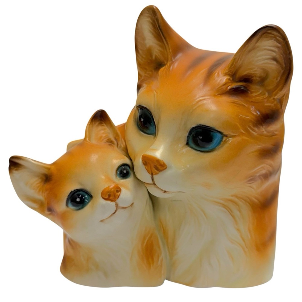 Vintage Napcoware Ceramic Orange Tabby Cat Kitty Planter Pot Made In Japan MCM